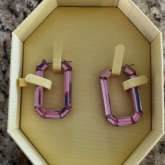 Lucent statement octagon hoop earrings – Pink - Picture 2 of 3